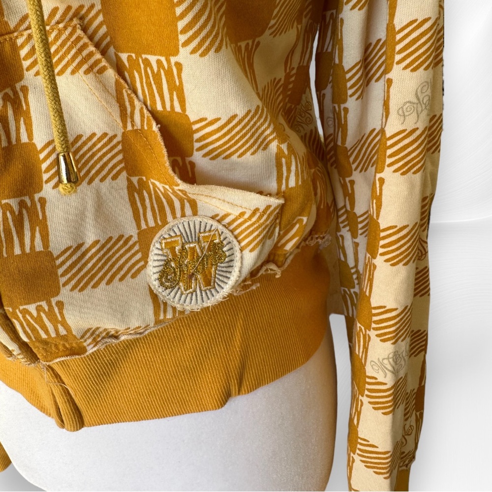 Y2K WCKD Wicked Yellow-Orange Plaid/Checkered Sweatshirt Size Large - Picture 7 of 12